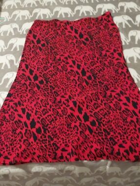 Carolina Belle Red and Black Animal-Print Skirt